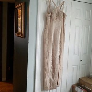 Long gown party dress beaded